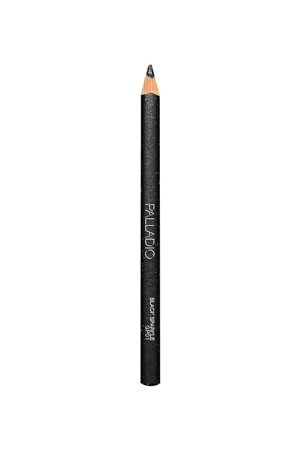 Palladio Glitter Eyeliner Pencil, Longlasting Creamy Cosmetic, Shimmer Eye Liner, Buttery Smooth Tip, Professional Makeup Glittery Pencil, Sharpenable, Black Sparkle