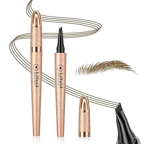 Eyebrow pen - Liquid Eye Brow Microblading Pencil With Micro 4 Point Lift & Brow Pen Snatch, Long-Lasting Waterproof Eyebrow Pencils for Women (Light Brown)
