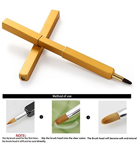 Exquisite Professional Lip Brush Applicators-Retractable Lipstick Brushes- Lipstick Gloss Makeup Brush Tool For Women and Girls (Gold)