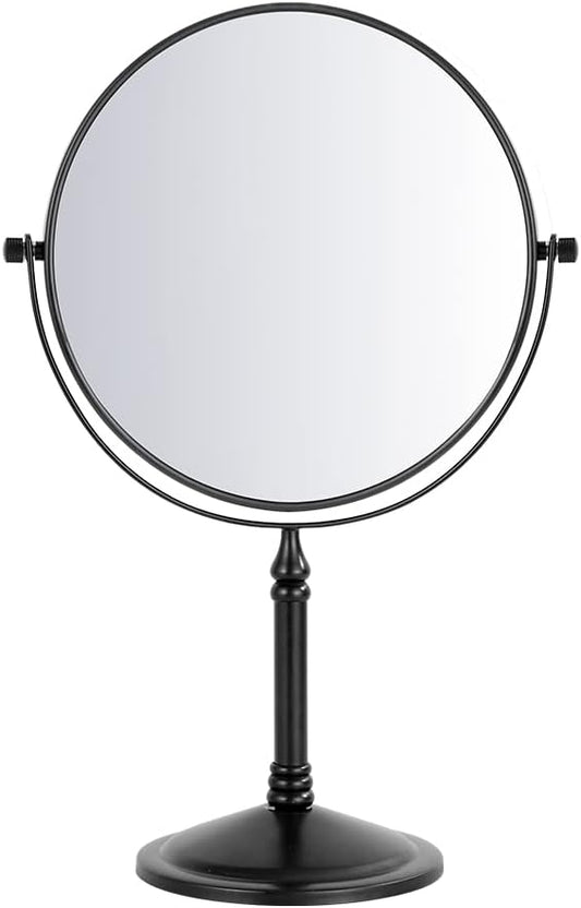 DOWRY Makeup Mirror 10x Magnification Vanity Mirror Tabletop Two-Sided Swivel Matte Black(10X)