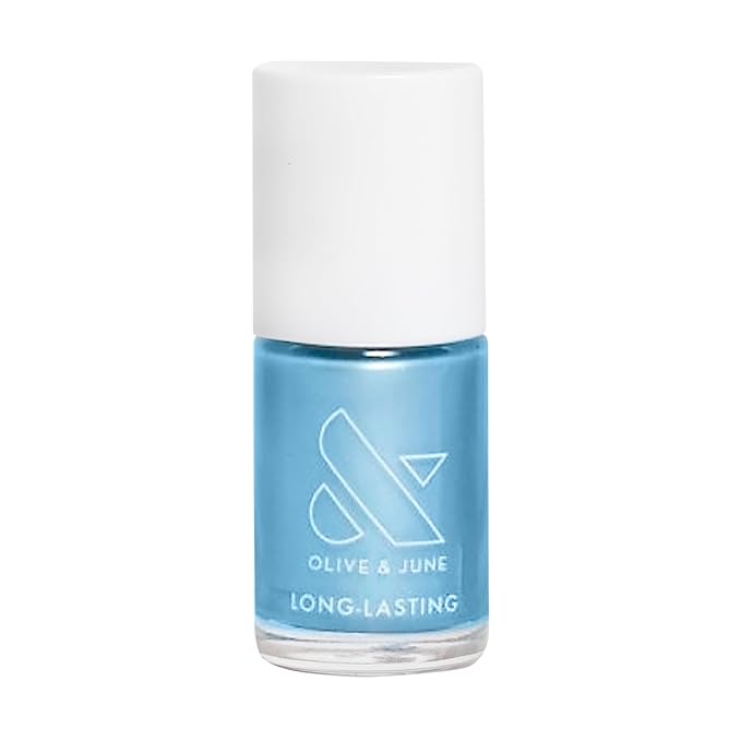 Olive & June Long Lasting Nail Polish | Gel-Like Finish No Lamp Needed | Lasts up to 10 days | Salon-Quality at Home | 15-Free Vegan Cruelty-Free Chip-Resistant Shine |Same Day Next Year Shimmery Blue