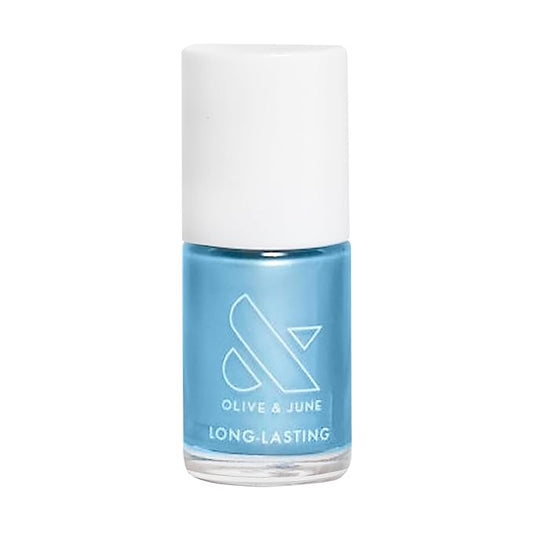 Olive & June Long Lasting Nail Polish | Gel-Like Finish No Lamp Needed | Lasts up to 10 days | Salon-Quality at Home | 15-Free Vegan Cruelty-Free Chip-Resistant Shine |Same Day Next Year Shimmery Blue