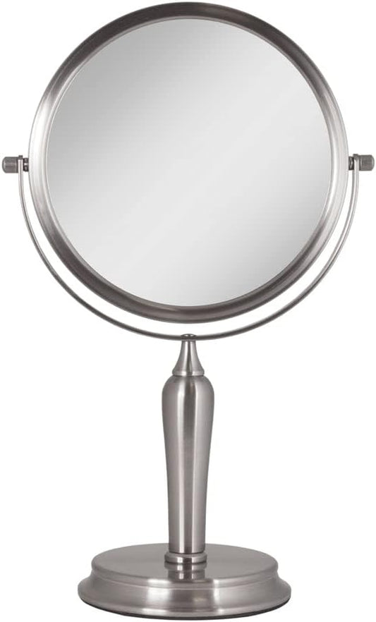 Zadro Anaheim 8.75” Round Non-Lighted Makeup Mirror 5X 1X Magnifying Makeup Mirrors Rotating Head Makeup Mirror for Desk