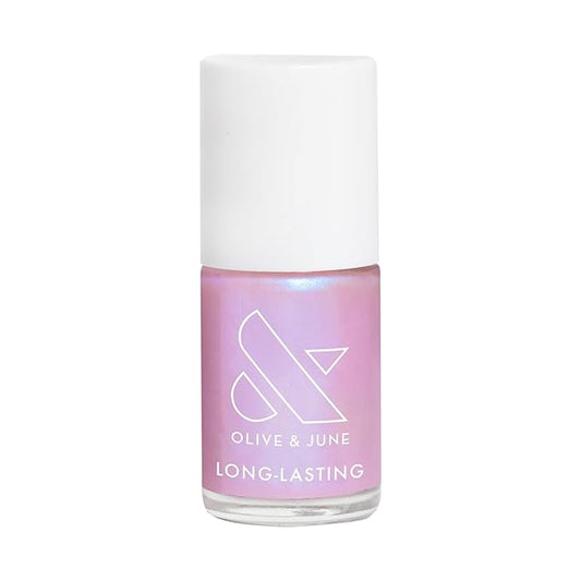 Olive & June Long Lasting Nail Polish | Plump, Gel-Like Finish No Lamp Needed | Lasts up to 10 days | Salon-Quality at Home | 15-Free, Vegan Cruelty-Free Chip-Resistant | Pink Goldfish Pink Iridescent