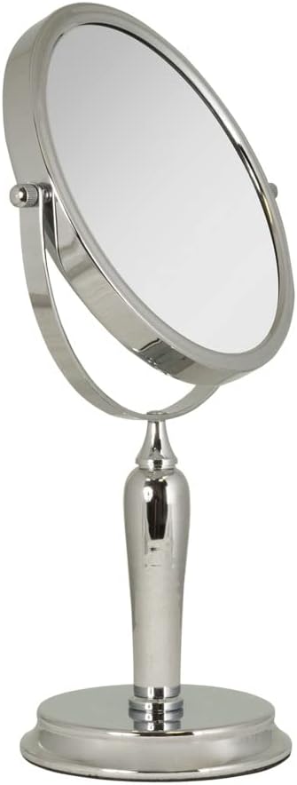 Zadro Anaheim 8.75” Round Non-Lighted Makeup Mirror 5X 1X Magnifying Makeup Mirrors Rotating Head Makeup Mirror for Desk