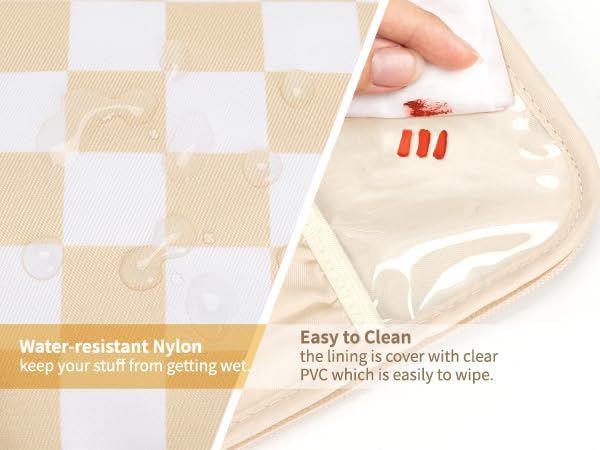 Checkered Makeup Bag Travel Cosmetic Toiletry Bag Make Up Bags with Makeup Brush Organizer Compartments for Women Girls