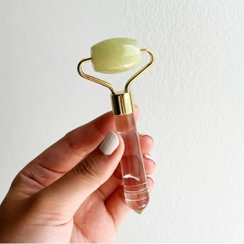 Mini Jade Face Roller - Authentic Jade Roller for Tension Relief, Puffiness & Radiant Skin, Relaxing Face Massager for All Skin Types