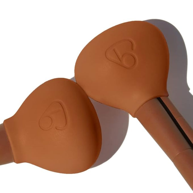 Small Silicone Makeup Brush Covers for Travel, A Storage & Organizer Case for Brushes to protect Makeup Bag, Designed For Smaller Brushes, Brown, 2 Pack Set