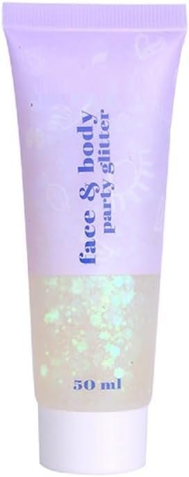 White Face Glitter,Sparkling Neon Outfit Party Holographic Sequins Paint Body Glitter Gel Makeup.(06# White Moonbeam)