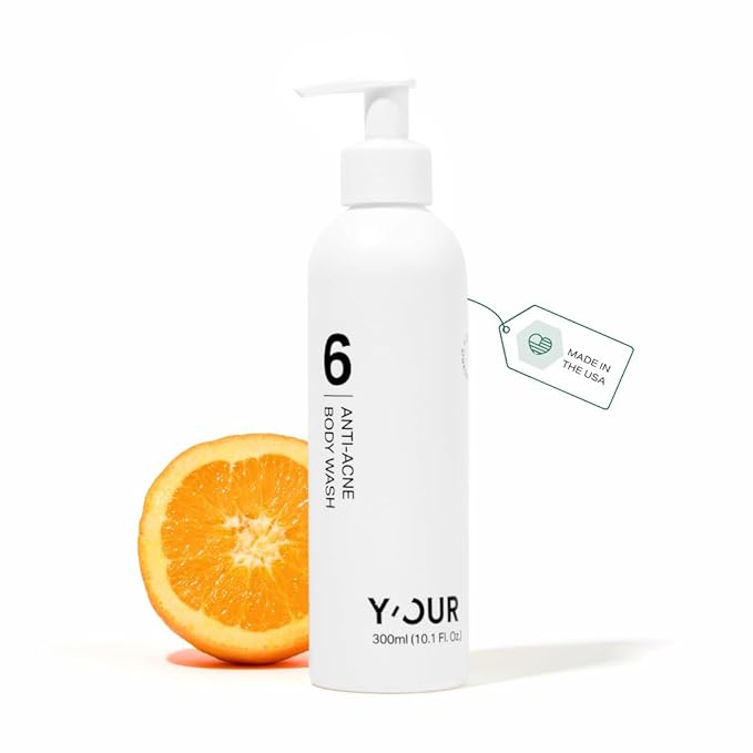 Y’OUR Anti-Acne Body Wash for Body, Back, and Chest Acne | Exfoliating & Hydrating Foaming Cleanser with Salicylic Acid, Aloe Vera, and Ginger Root – Paraben & Sulfate Free