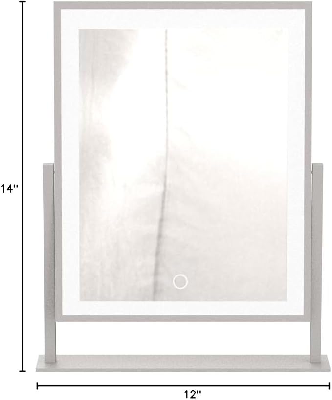 Lighted led Makeup Mirror Hollywood Mirror Vanity Makeup Mirror with Lights Smart Touch Control 3-Gear Dimable Light 360°Rotation (12in. White)