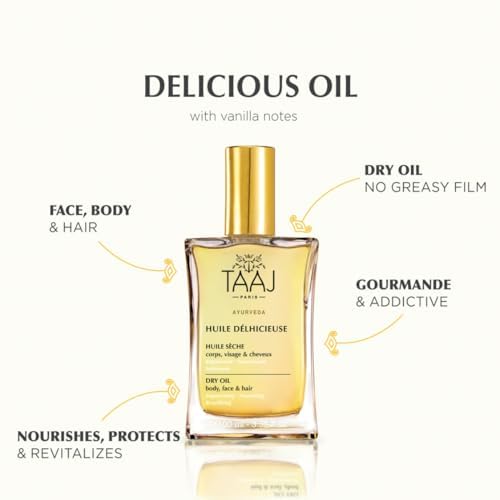 Délhicieuse Dry Beauty Oil | Face, Body & Hair | Nourishes, Protects & Revitalizes | Silky Skin & Repaired Hair | Ayurvedic-Inspired Skincare | 96% Natural Ingredients | Vegan | 3.4 fl oz