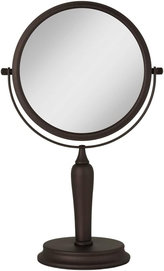 Zadro Anaheim 8.75” Round Non-Lighted Makeup Mirror 5X 1X Magnifying Makeup Mirrors Rotating Head Makeup Mirror for Desk