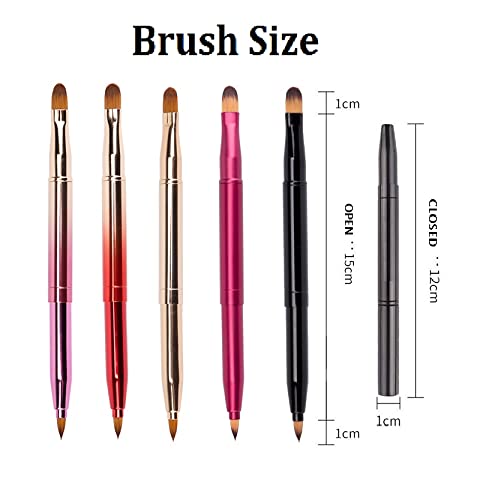 Exquisite Professional Lip Brush Applicators-Retractable Lipstick Brushes- Lipstick Gloss Makeup Brush Tool For Women and Girls (Two-Head-Black)