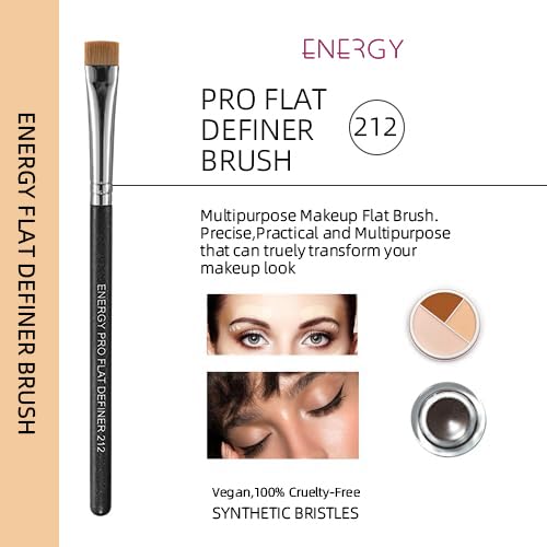 ENERGY Flat Eyeliner Brush-Eyebrow Shaping & Brow Definer Makeup Thin Concealer Brush for Liquid Cream Gel Wax Cosmetics, Vegan Synthetic Bristles with Precision