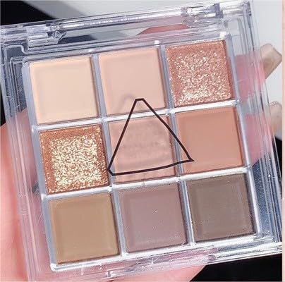 Kayswang 9 colors glitter eyeshadow palette makeup palette matte high pigment color cream texture natural eye shadow powder eye shadow palette in autumn and winter long lasting waterproof (pink brown)