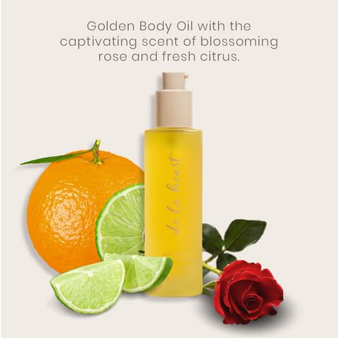 de la heart Golden Body Oil 3.4 fl oz | Nourishing Lightweight Body Moisturizer for Radiant, Silky Skin | Fast-Absorbing Natural Oil Blend with Subtle Glow | Hydration & Softness for All Skin Types