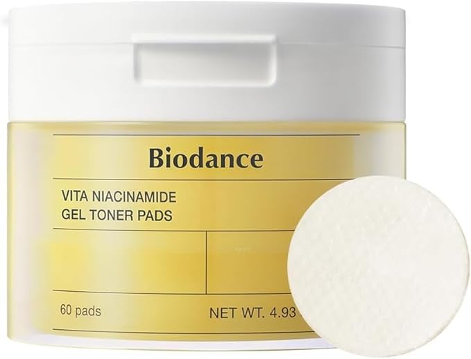 Biodance Vita Niacinamide Gel Toner Pads, Dark Spot Corrector, Evening Skin Tone, Hydrating for Sensitive Skin, Gentle Exfoliating Toner Pads with Vitamin C, Korean Skincareㅣ4.93 fl.oz.(140g)*60Pads