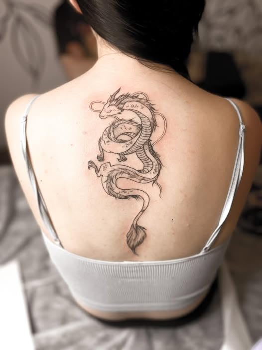 Large Temporary Tattoos Women Temporary Neck Tattoos Temporary Realistic Flower Chest Tattoo for Adults (dragone 2)