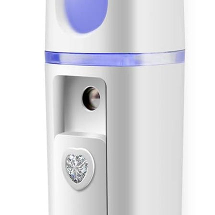 Portable Nano Facial Mister Mini Facial Steamer Atomization Eyelash Extensions with Mirror & 20ml Visual Water Tank (White)