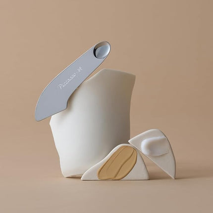 Piccasso 2-Way Makeup Spatula – Professional Foundation & Skin Care Spatula for Face, Dual-Ended Stainless Steel Tool for Precise and Hygienic Application, Includes Leather Case