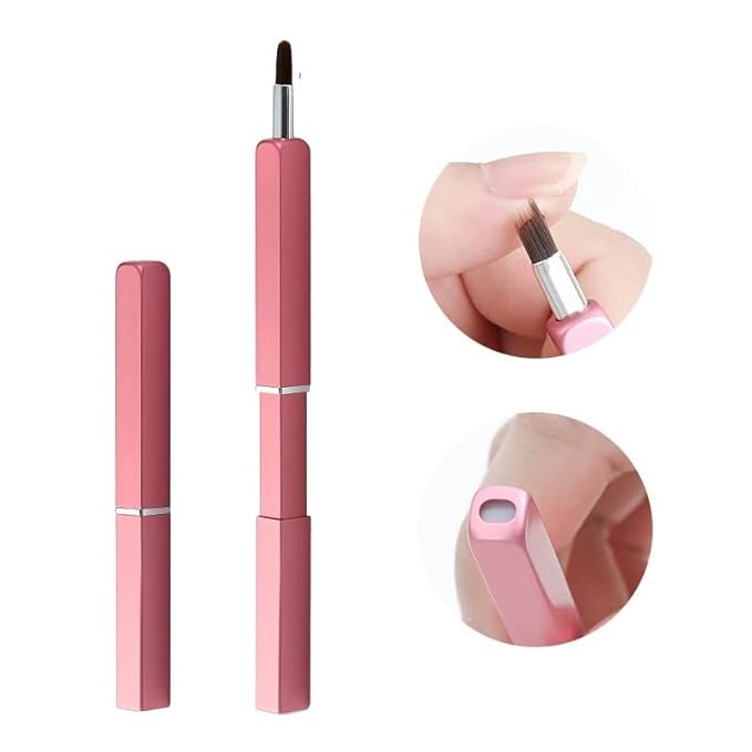 Exquisite Professional Lip Brush Applicators-Retractable Lipstick Brushes- Lipstick Gloss Makeup Brush Tool For Women and Girls (Pink)