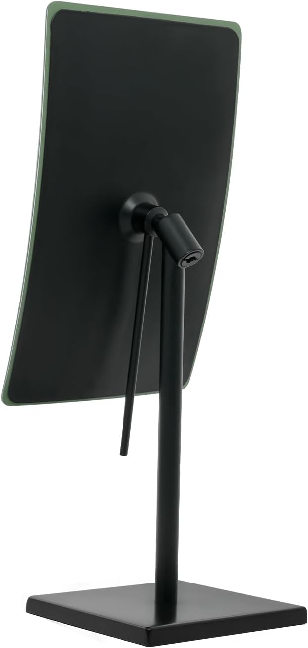 DOWRY 5X Tabletop Magnifying Makeup Mirror Adjustable Rectangular Vanity Mirror for Bedroom 304 Stainless Steel Matte Black