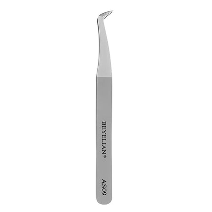 Volume Lash Tweezers Beyelian Lash Tweezers for Eyelash Extensions, Curved L High Precision Tip for Mega Fans, Stainless Steel AS09 Silver.