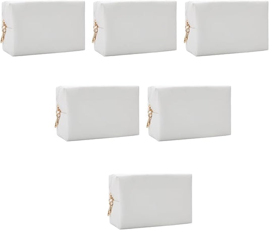 Bridesmaid Proposal Gifts Letter Cosmetic makeup bag bulk for Wedding Party Favors Bachelorette party decorations Toiletry Organizer Bag Makeup Case Gift (6, White)