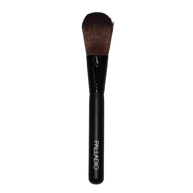 Palladio Blush Brush, Medium Sized Makeup Angled Brush, Soft Natural Bristles, Comfortable Grip, Flawlessly Contours & Defines, For Powder, Blush & Bronzer, Premium Quality & Professional Grade