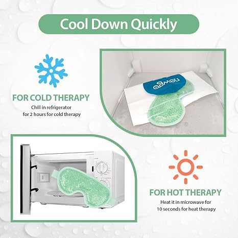 NEWGO Cooling Eye Mask for Puffy Eyes, Cold Eye Mask Eye Ice Pack for After Eyes Surgery, Tension Stress Relief, Itchy Eyes, Headaches, Dark Circles - Blue (Green-2Pack)