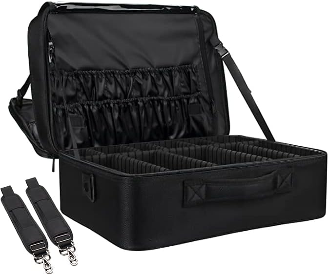 Extra-large Makeup Case, a Must for Double-layer Travel, a Storage Case for Professional Makeup Artists to Put Cosmetics, with Adjustable Partitions and Support