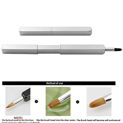 Exquisite Professional Lip Brush Applicators-Retractable Lipstick Brushes- Lipstick Gloss Makeup Brush Tool For Women and Girls (Silver)