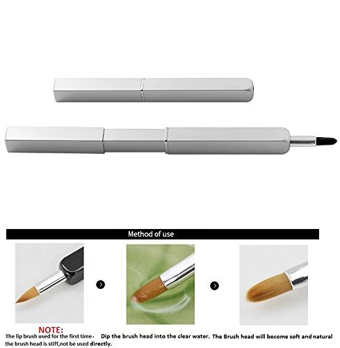 Exquisite Professional Lip Brush Applicators-Retractable Lipstick Brushes- Lipstick Gloss Makeup Brush Tool For Women and Girls (Silver)