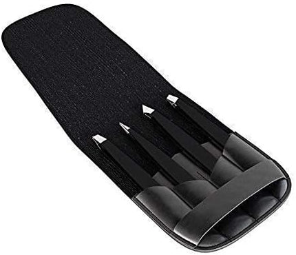 Tweezer Guru Eyebrow Tweezer Set (4-Piece) for Women & Men - Professional Slant and Pointed Tweezers Set with Case - Precision Tweezers Kit for Facial Hair, Splinter and Ingrown Hair Removal