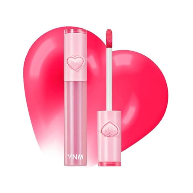 YNM Heart Jelling Tint, CHERRY JELLING, Silicone Lip Brush Included, K-Beauty, Non-Sticky, Moisturizing, Smudge-Proof, Korean Lip Tint, Long-Lasting, Vivid Color, 0.09 oz