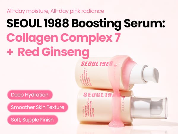 K-SECRET SEOUL 1988 Collagen Boosting Serum – Formulated with 7-Type Collagen Complex and Red Ginseng | for Deeply Hydrated, Radiant Skin | Korean Skincare, 30ml / 1.01 fl oz