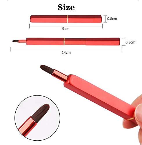 Exquisite Professional Lip Brush Applicators-Retractable Lipstick Brushes- Lipstick Gloss Makeup Brush Tool For Women and Girls (Red)