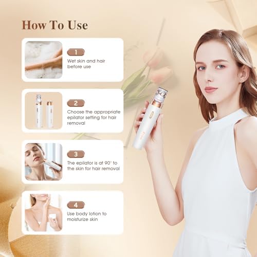 Epilator,2 in 1Epilator for Women Rechargeable,Womens Electric Shaver with LED Light,Hair Removal,Hair Removal for Women Legs/Face/Bikini/Arms,Smooth Epilator Trimmer Travel Kit Set,Simple to use
