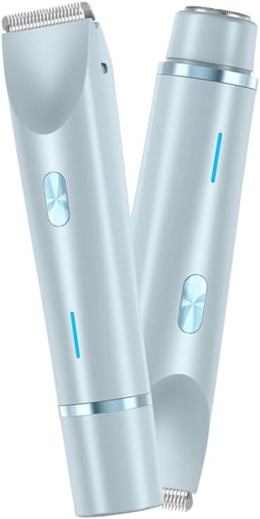 2 in 1 Dual Head Bikini Trimmer Women Electric Shaver,Waterproof Wet & Dry Use Body Hair Trimmer and Facial Hair Remover for Bikini Underarm Leg Arm Body Face (Blue)