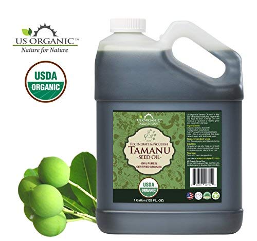 US Organic Tamanu Oil Bulk pack, USDA Organic, 100% Pure Virgin Cold Pressed Unrefined, Dark Green Color_Sourced from Southeast Asia, Size for DIY and small manufacturers (128 oz (1 Gallon))