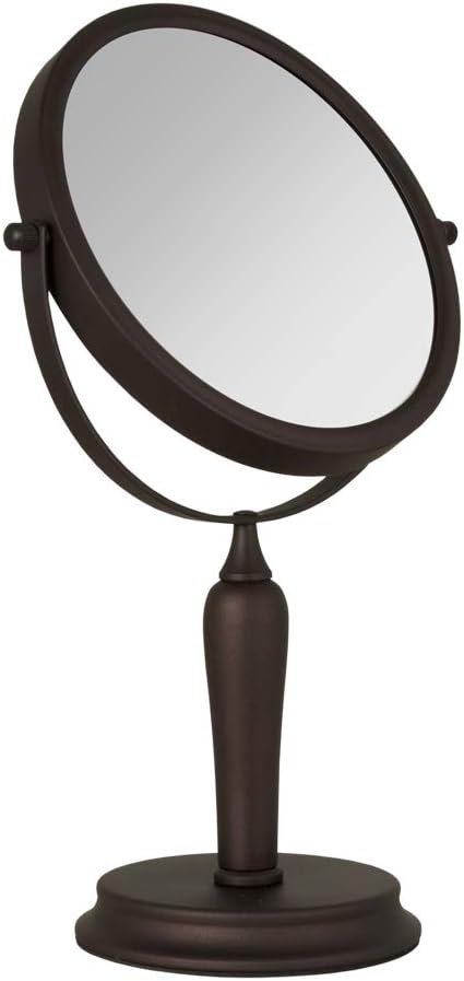 Zadro Anaheim 8.75” Round Non-Lighted Makeup Mirror 5X 1X Magnifying Makeup Mirrors Rotating Head Makeup Mirror for Desk