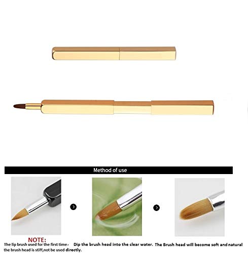Exquisite Professional Lip Brush Applicators-Retractable Lipstick Brushes- Lipstick Gloss Makeup Brush Tool For Women and Girls (Bright Gold)