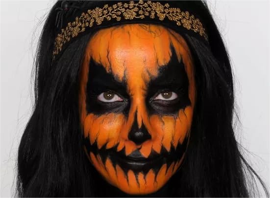 Go Ho Orange Face Paint,Waterproof Oil Based Eye Black Stick,Orange Face Body Paint for Starfire Festivals Halloween Cosplay SFX Pumpkin Makeup