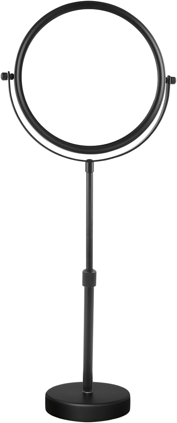 Nicesail 19 Inch Tall Makeup Mirror with 10X Magnification, 8 Inch Magnifying Mirror Tabletop with Pedestal, Height Adjustable Black (8 Inch, 10X)