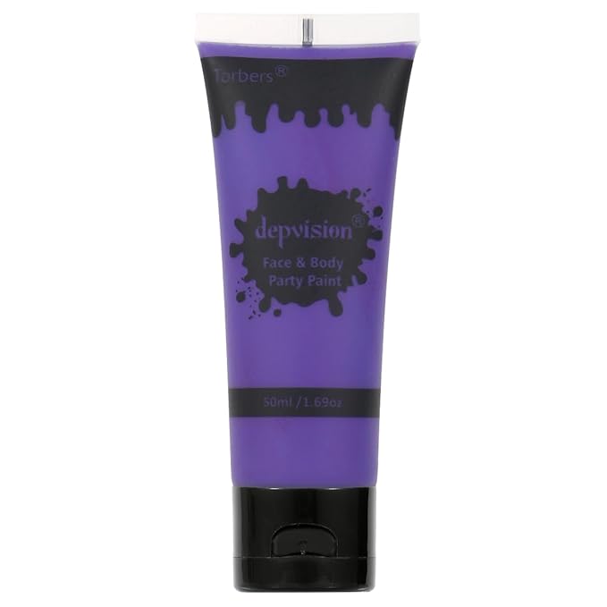 Depvision Face and Body Paint 1.7oz Cream Makeup 50ml Water Based Face Painting Special Effects For Adults Children Kids Halloween Christmas Party Stage Cosplay (Purple)