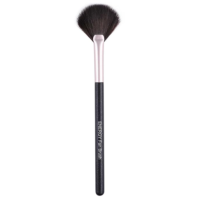 ENERGY Fan Brush Professional Blush Brush Soft Vegan Synthetic Makeup Brush for Face Highlighting,Buffing and Blending with Powder Cream Cosmetics Blusher Highlighter Applicator