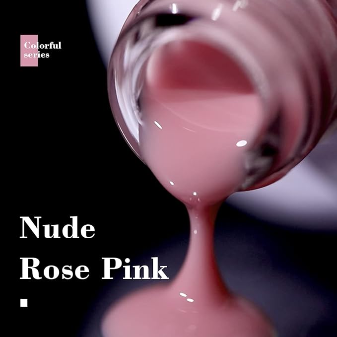 RARJSM Nude Gel Polish Sheer Rose Pink Gel Nail Polish Clear Pink French Manicure Nude Pink Jelly Nail GelPolish Varnish Curing Requires 1pcs 15ml LED UV Gel Soak Off for Home Salon Nail Art DIY