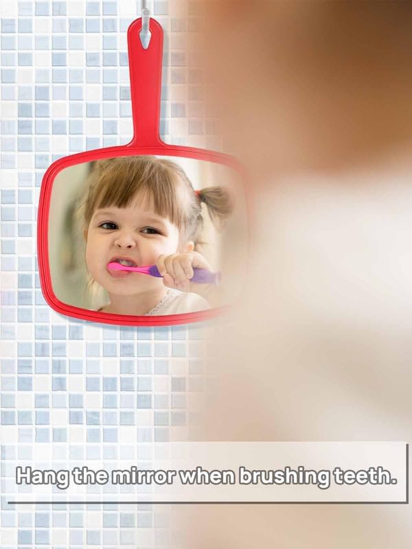 OMIRO Hand Mirror, Handheld Mirror with Handle, American Old Glory Red