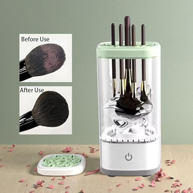 Electric Makeup Brush Cleaner Machine Ultra Fast Type-C Make Up Brush Washer Automatic Energy Saving Brush Deep Cleanser Tool Quick Efficient Clean and Dry Ultra for All Size Makeup Brush